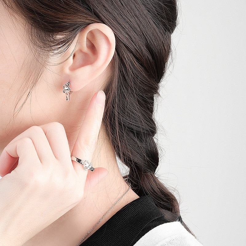 Silver Heart-shaped Earrings