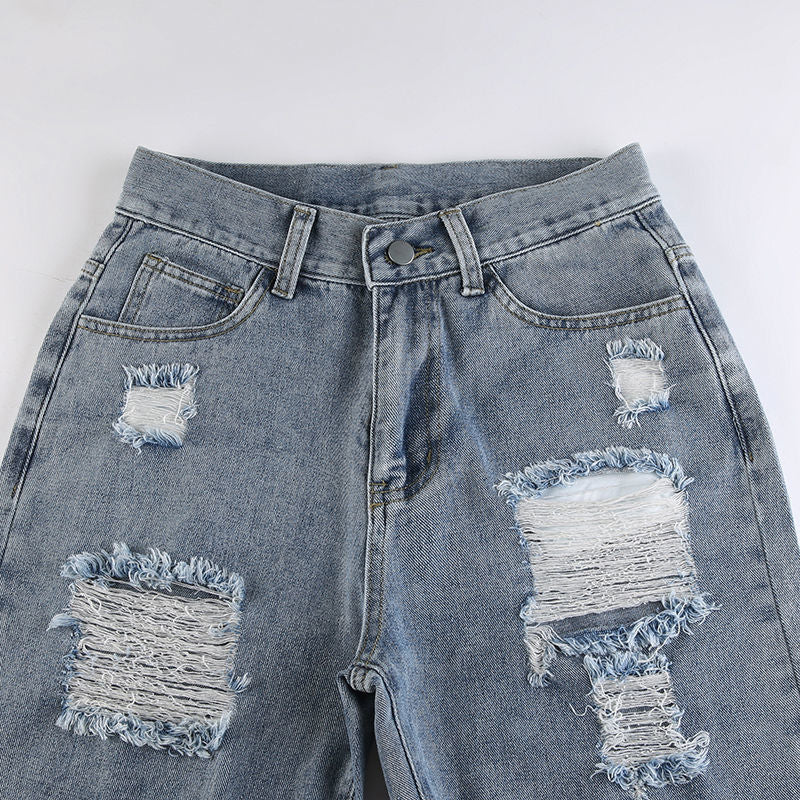 Ripped Straight Jeans