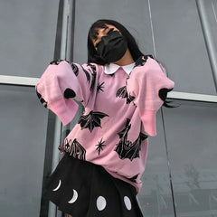 Pink Bat Y2K Gothic Sweater