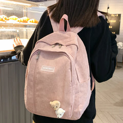 Cute Corduroy School Backpack
