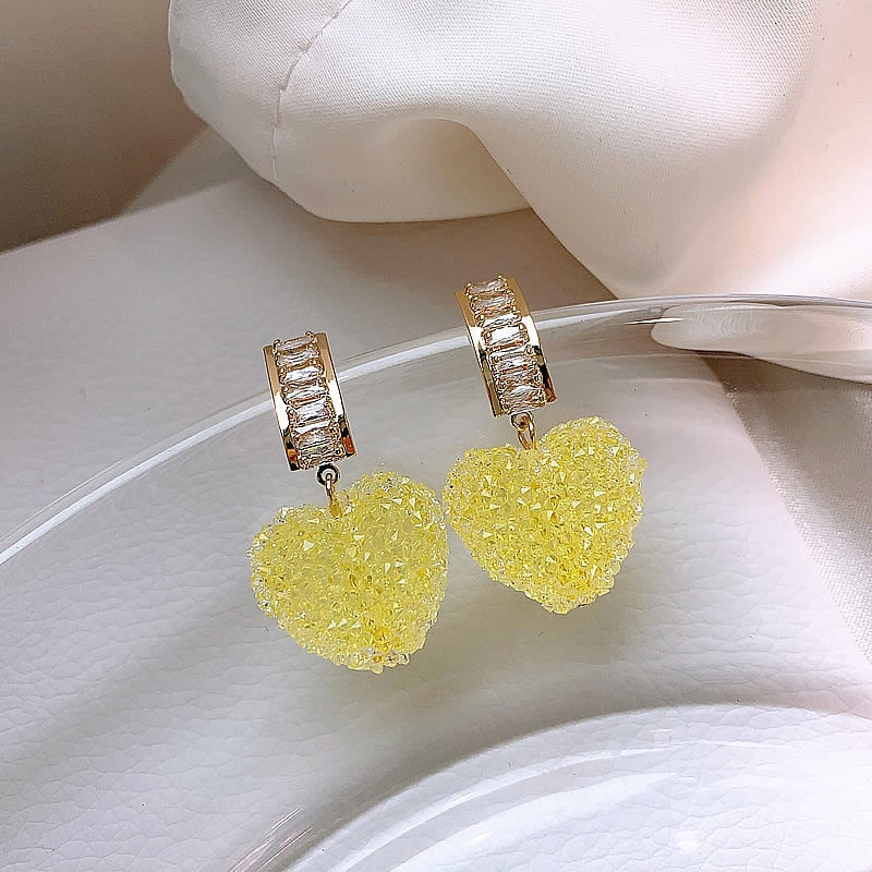 Pink Crystal Heart Earrings