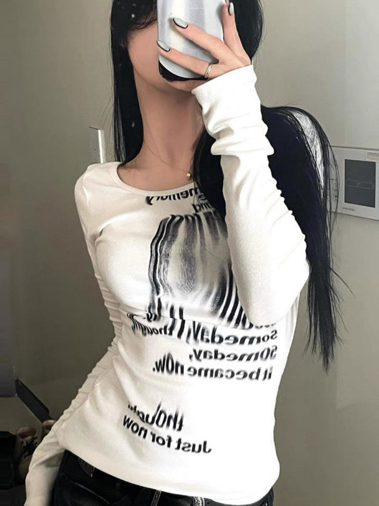 Graffiti Letter Print Y2K Top