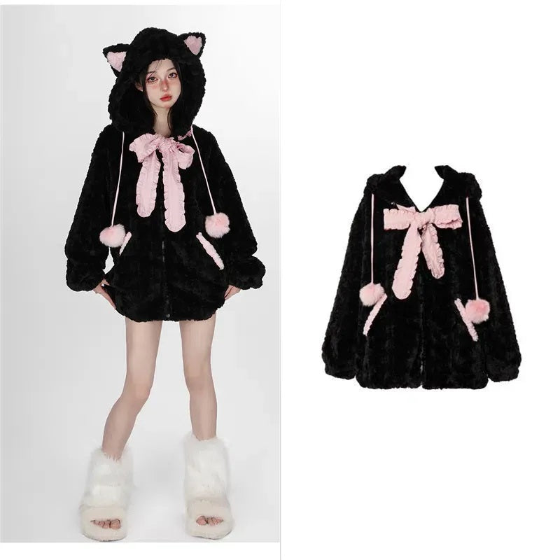 Harajuku Goth Coat with Cat Ears