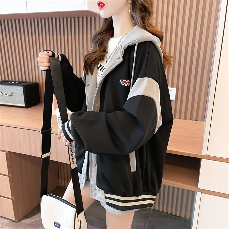 Aesthetic Hooded Baseball Jacket