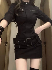 Gothic Techwear Mini Dress