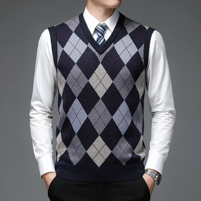Atticus - Men's Argyle Knitted Sweater Vest
