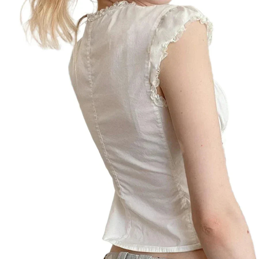 Cute Short Sleeve Lace Top