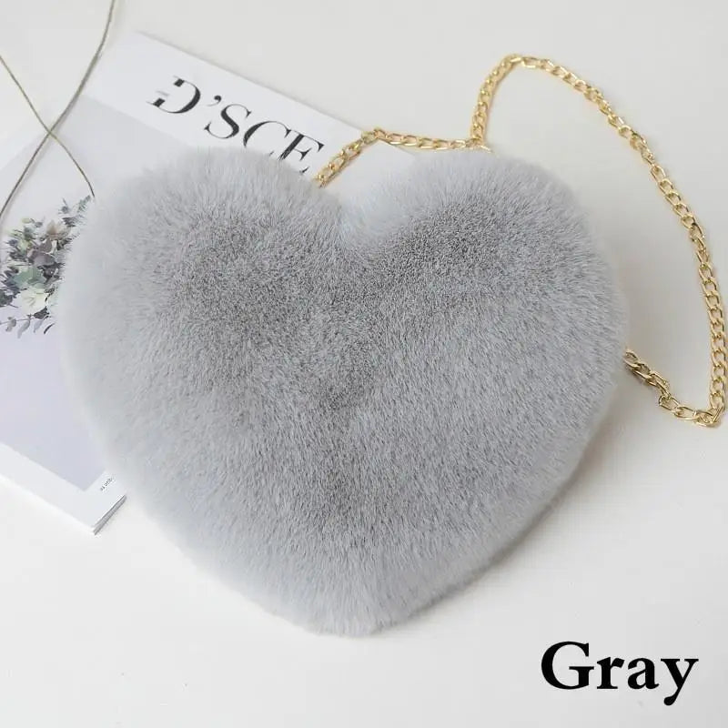 Kawaii Heart Plush Shoulder Bag