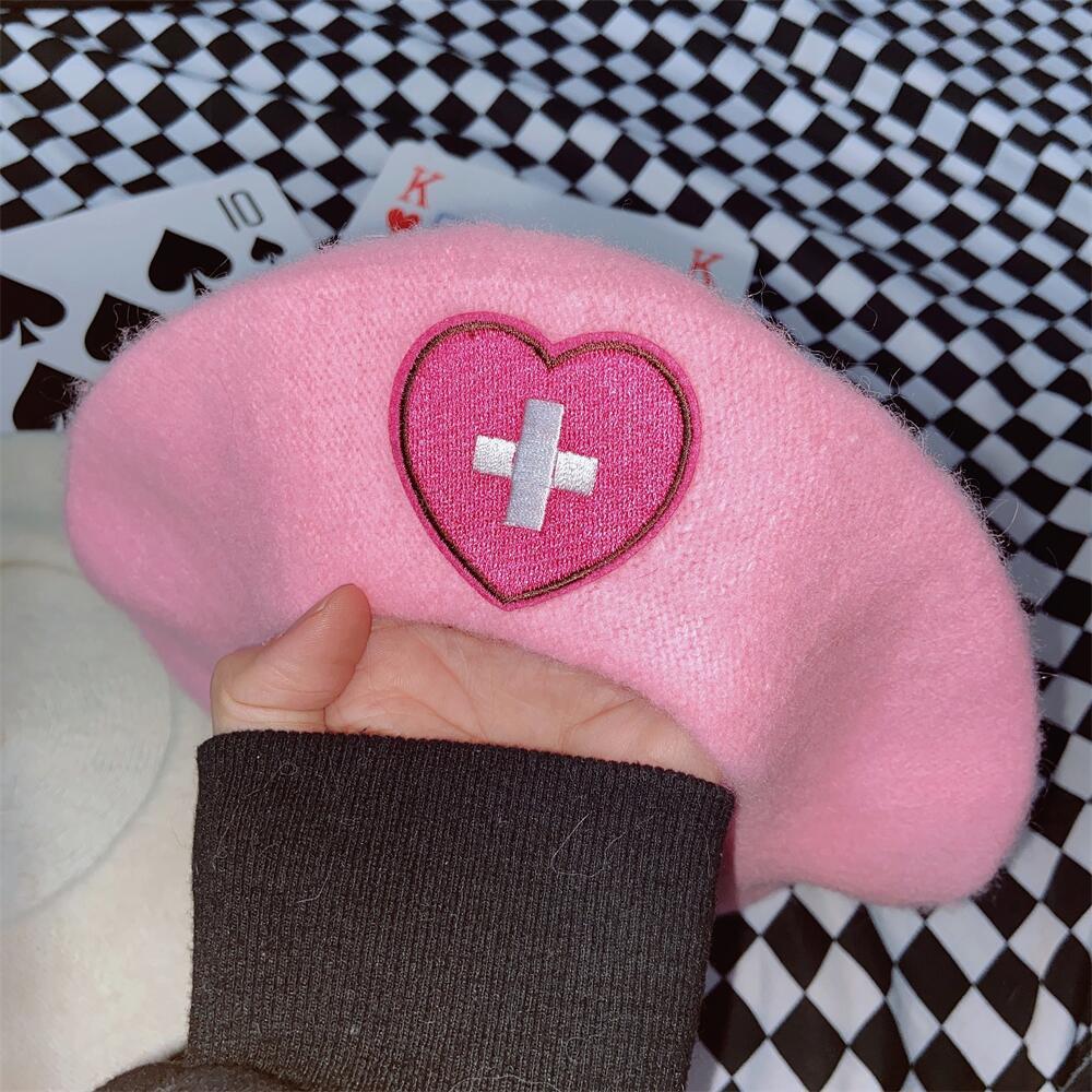 Harajuku Y2K Pink Heart Beret