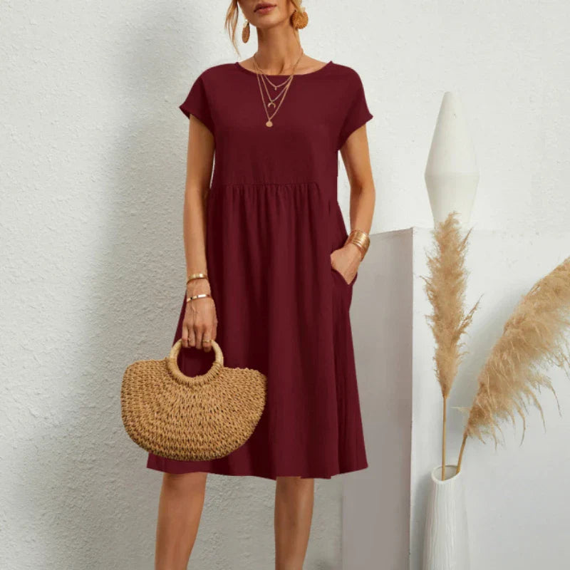 Elegant bodycon sexy cotton Women's dress for women  summer A-line short sleeve boho midi dresses woman robe femme ladies