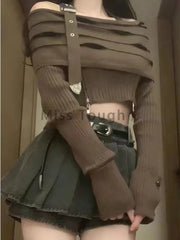 Y2K Outfit Set - Longsleeve Top & Mini Skirt