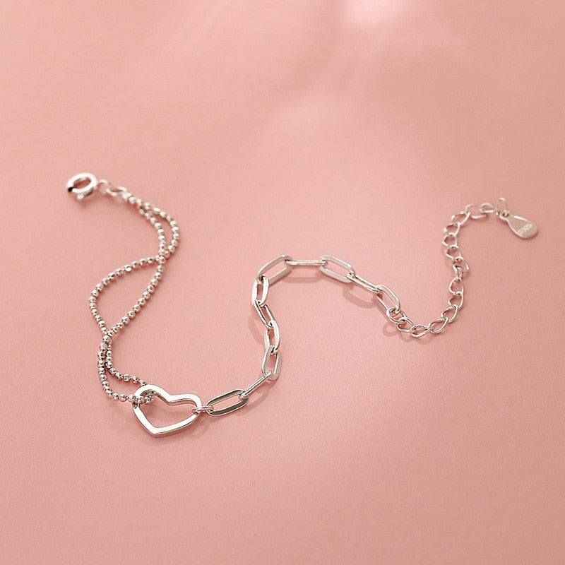 Silver Heart Chain Bracelet