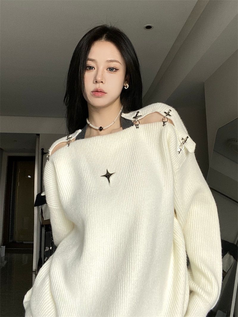 Off Shoulder Korean Y2K Sweater