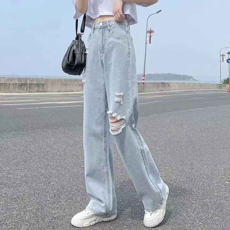 Ripped High Waist Loose Jeans