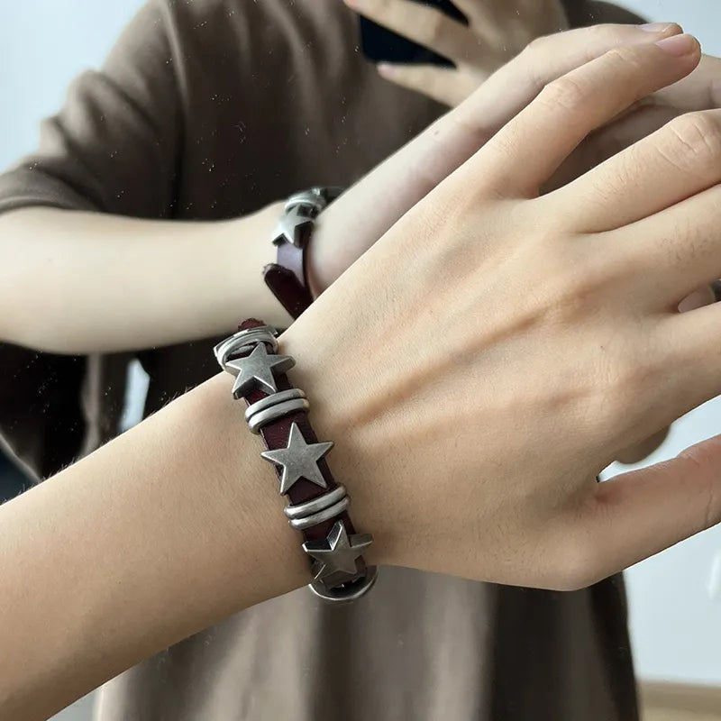 Vintage Star Leather Bracelet