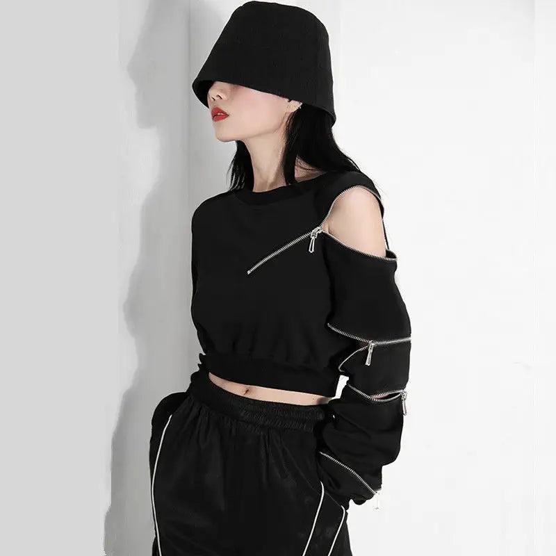 Gothic Long Sleeve Zipper Top