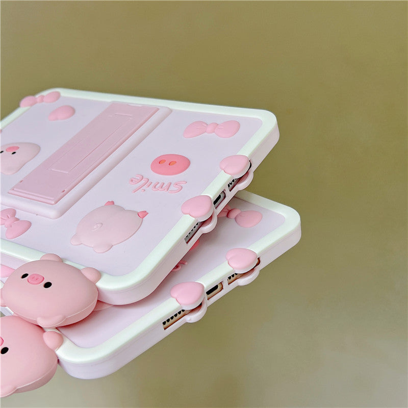 Cartoon Rabbit & Pig iPad Case