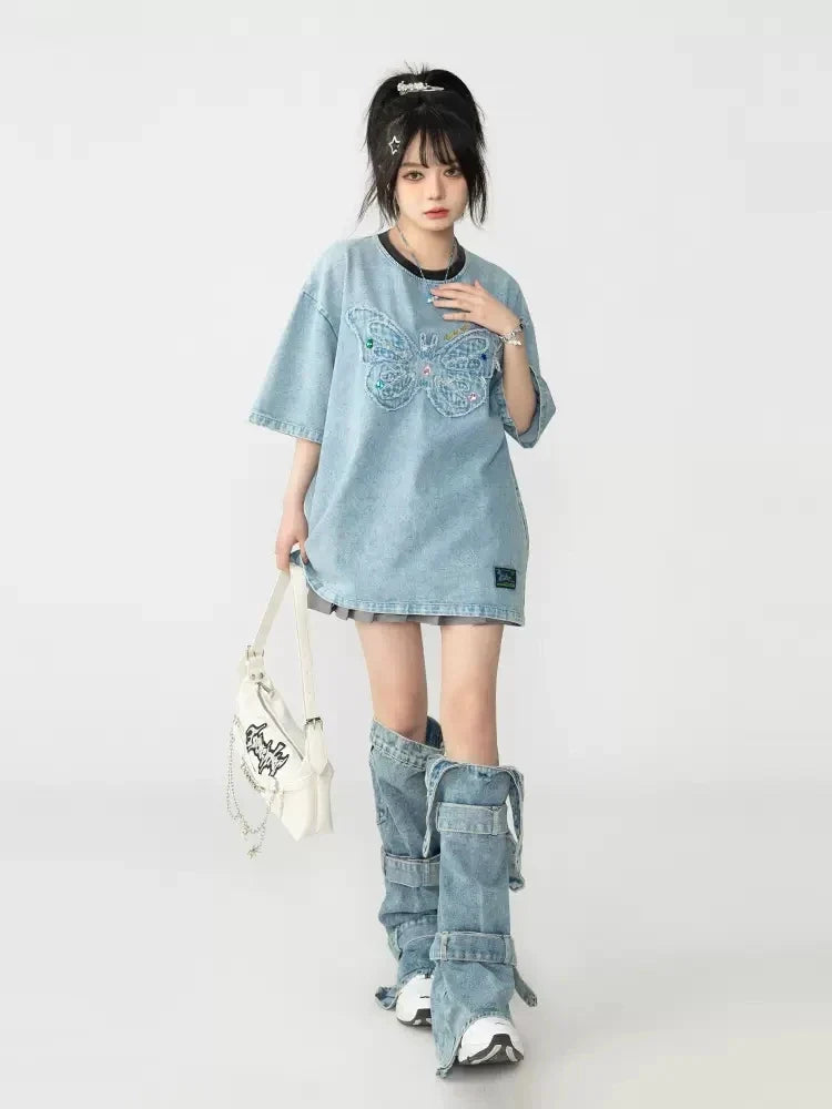 Acubi Blue Denim Leg Warmers