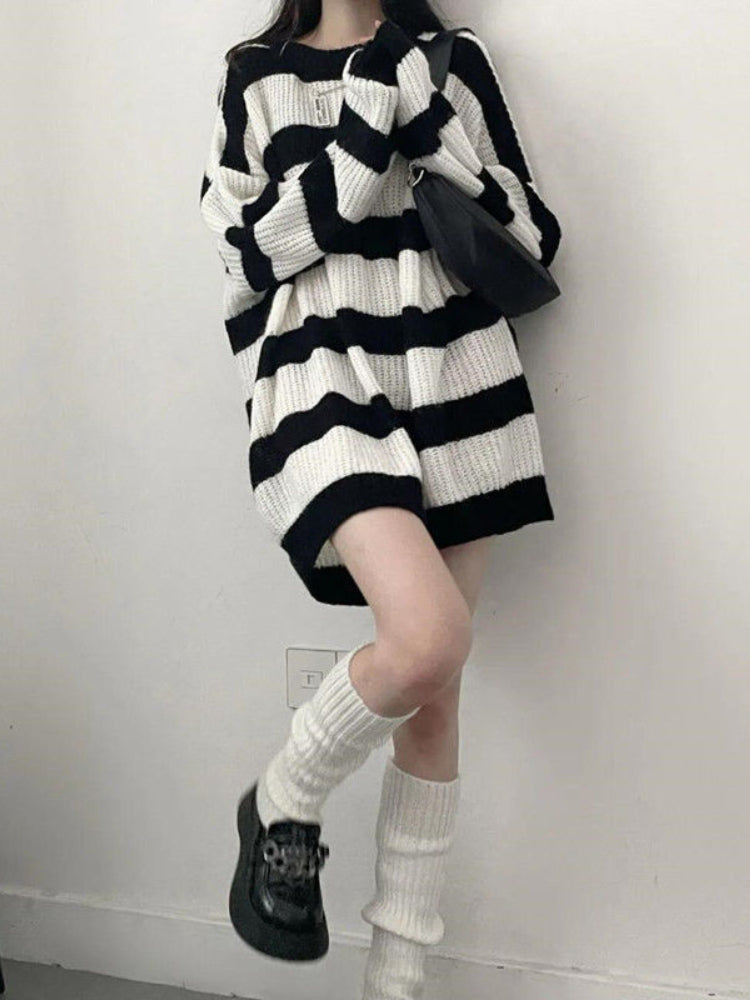 Grunge Striped Knit Sweater