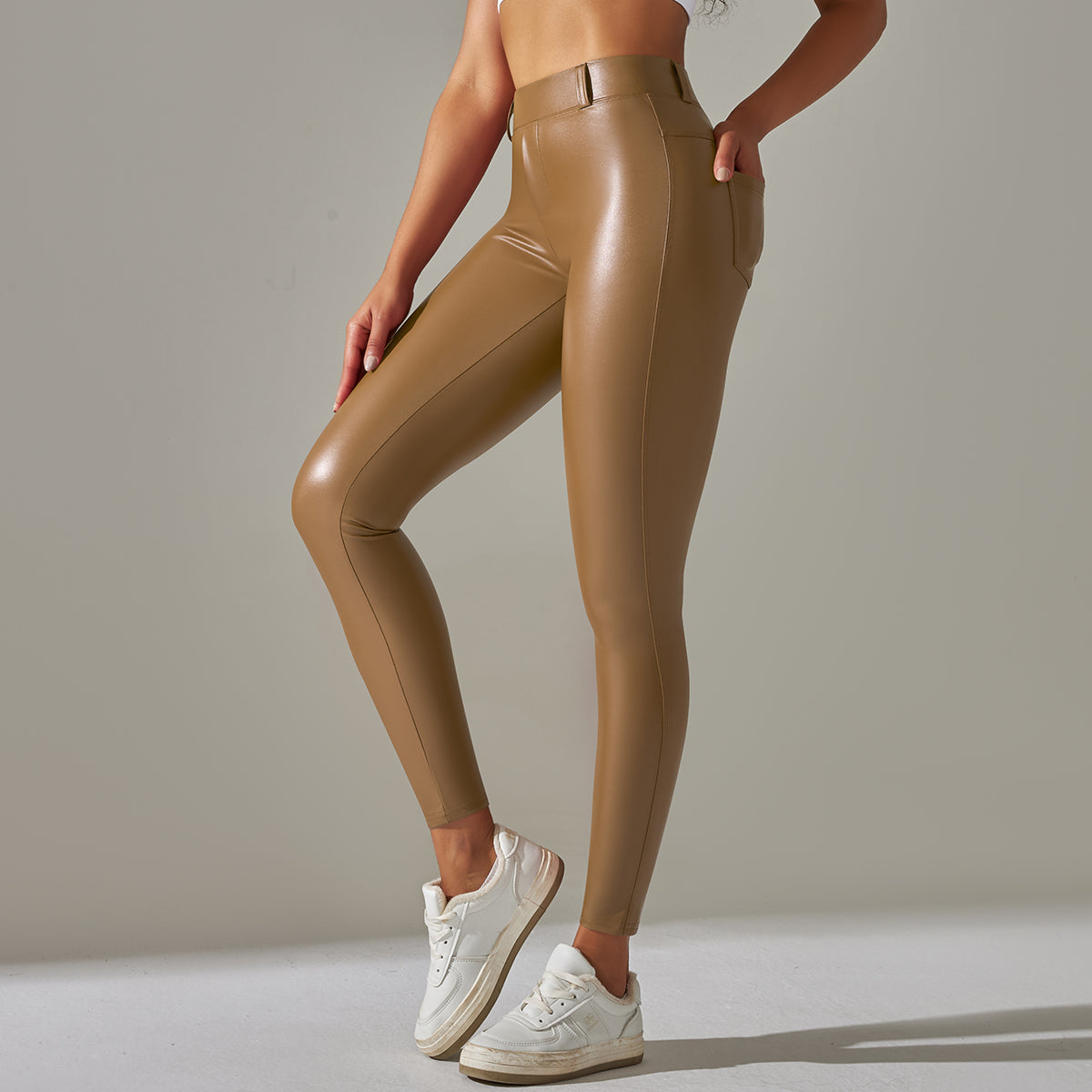 PU Leather High Waist Women's Yoga Workout Leggings
