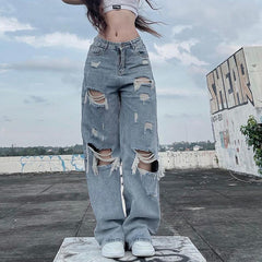 Ripped Straight Jeans