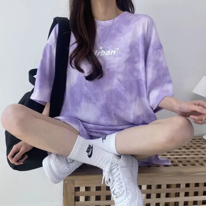 Casual Tie Dye Outfit Set - T-Shirt & Shorts