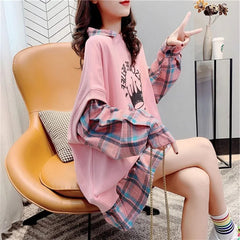 Plaid Fake Two Pieces Sweatshirt