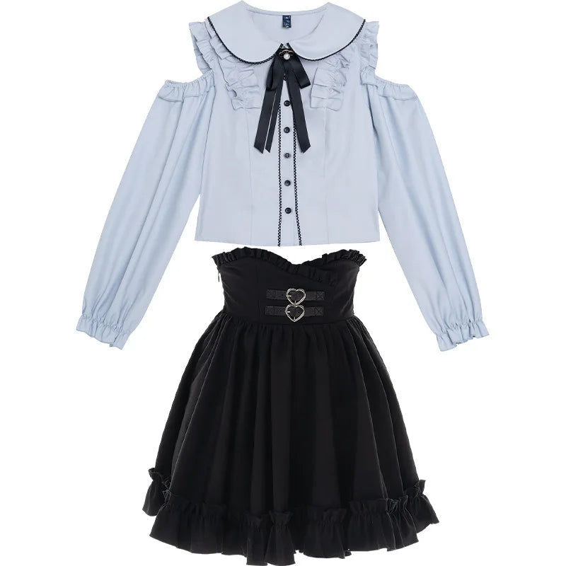 Pastel Gothic Lolita Outfit Set - Shirt & Skirt
