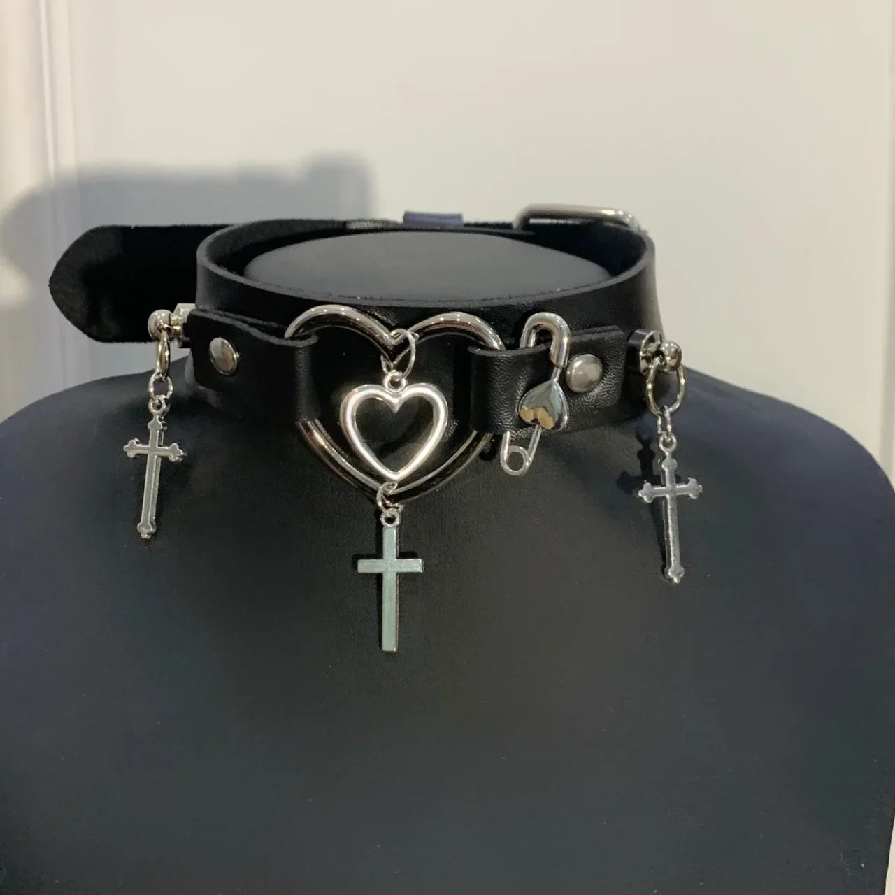 Gothic Heart Cross Choker