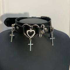 Gothic Heart Cross Choker
