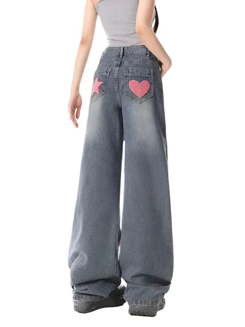 2000s High Waist Embroidered Jeans