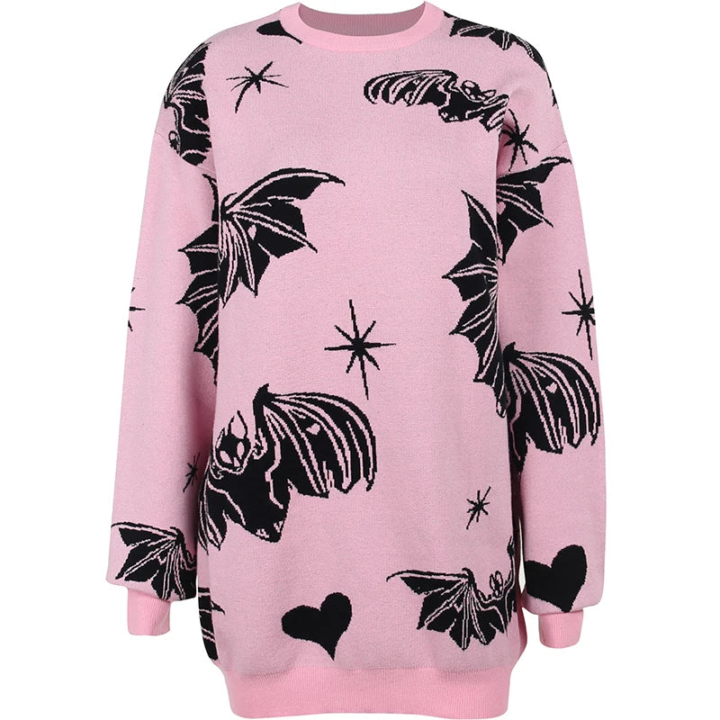 Pink Bat Y2K Gothic Sweater
