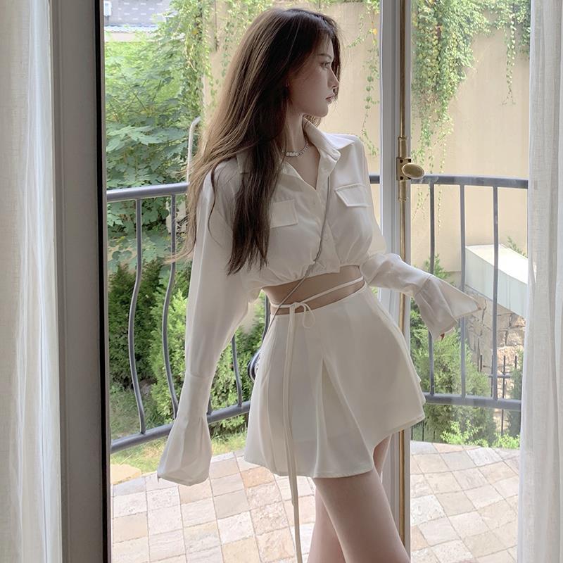 Korean Aesthetic Shirt & Skirt Set