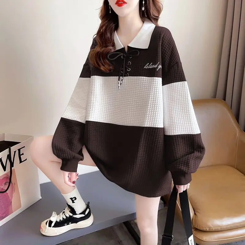 Oversized Flip Collar Waffle Hoodie