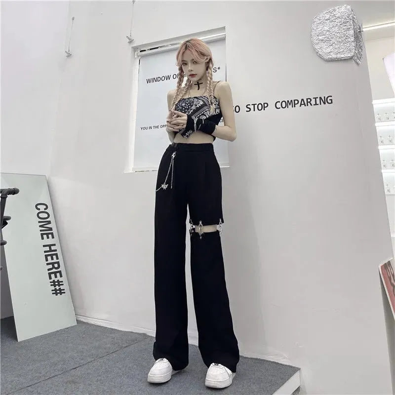 Harajuku Goth Pants With Chain