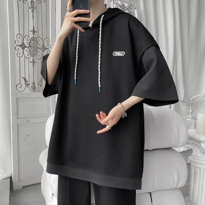 Loose Hooded Two-Piece T-Shirt
