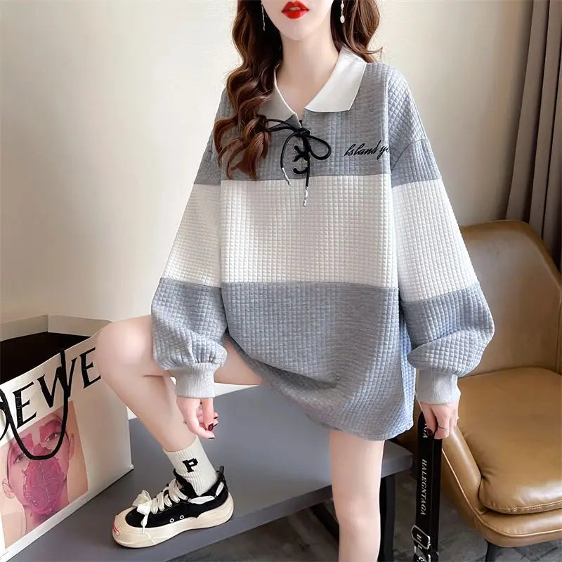Oversized Flip Collar Waffle Hoodie