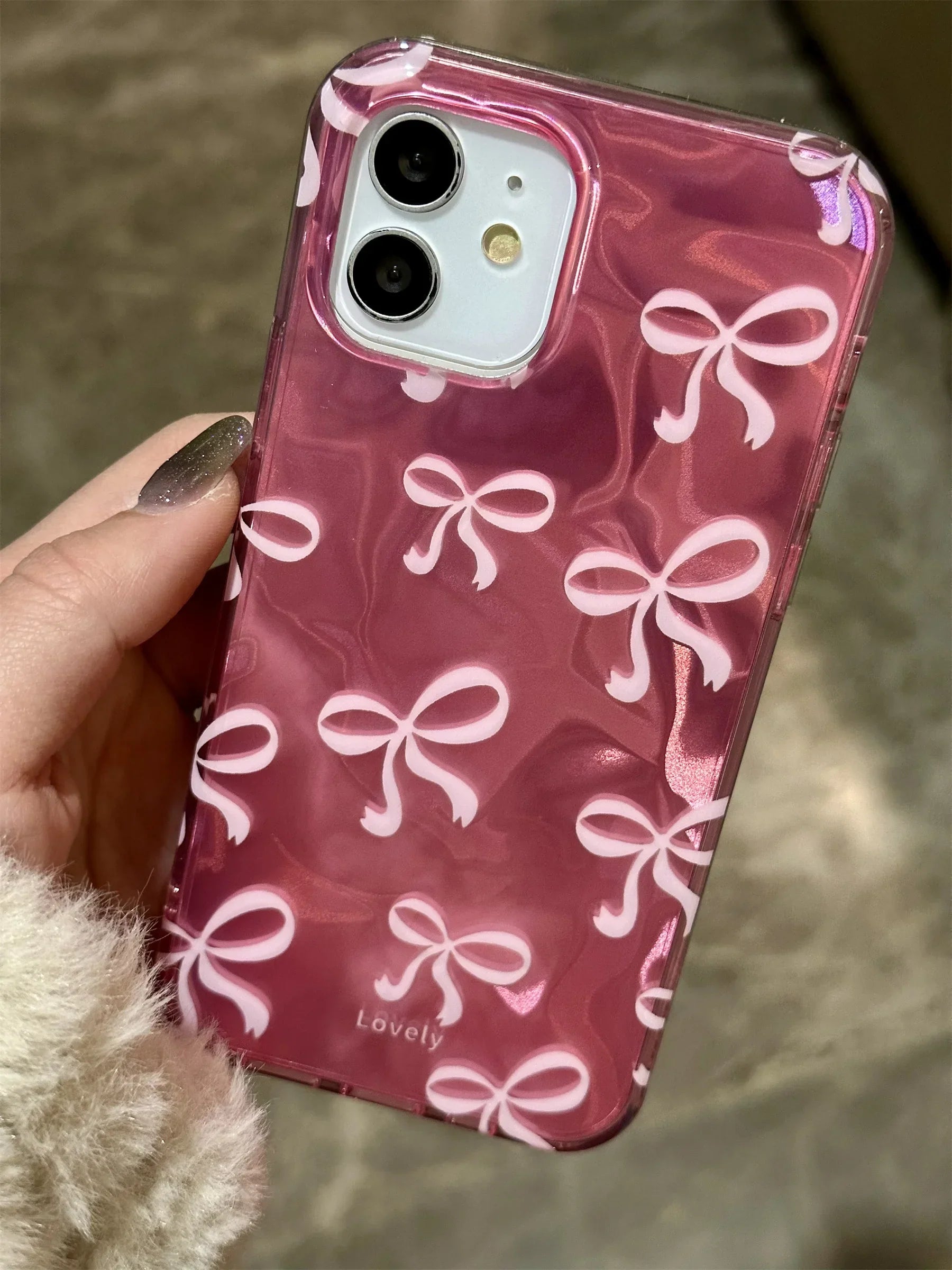 Kawaii Holographic Bow iPhone Case