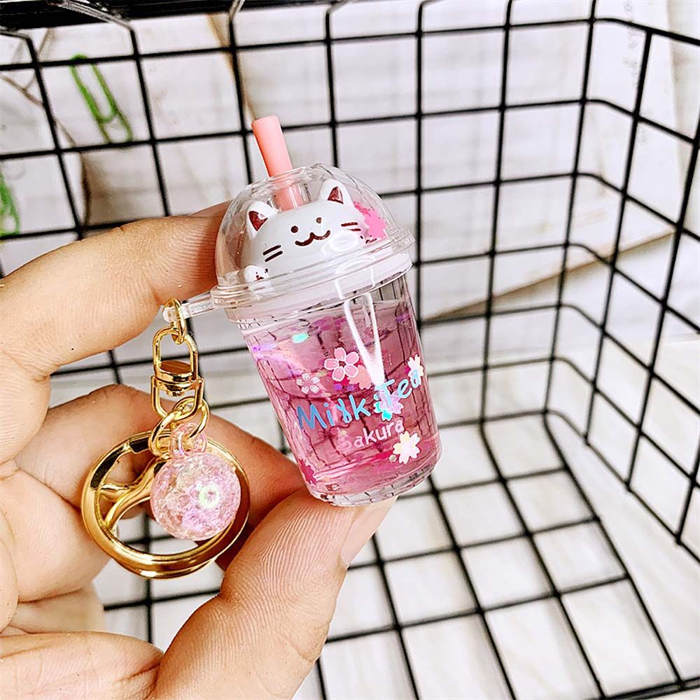 Kawaii Cat Milk Tea Cup Keychain