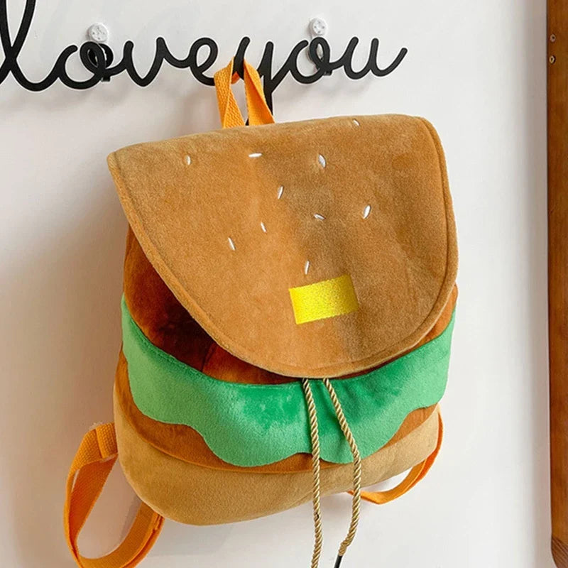 Cute Plush Burger Style Backpack