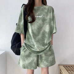 Casual Tie Dye Outfit Set - T-Shirt & Shorts