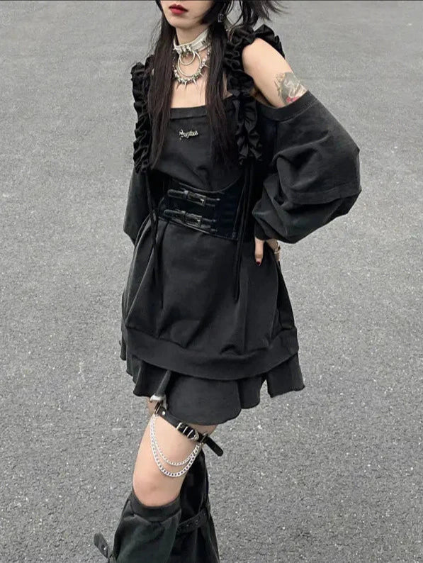Harajuku Punk Outfit Set - Dress & Leg Warmers