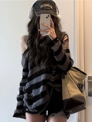 Gothic Punk Striped Knit Sweater