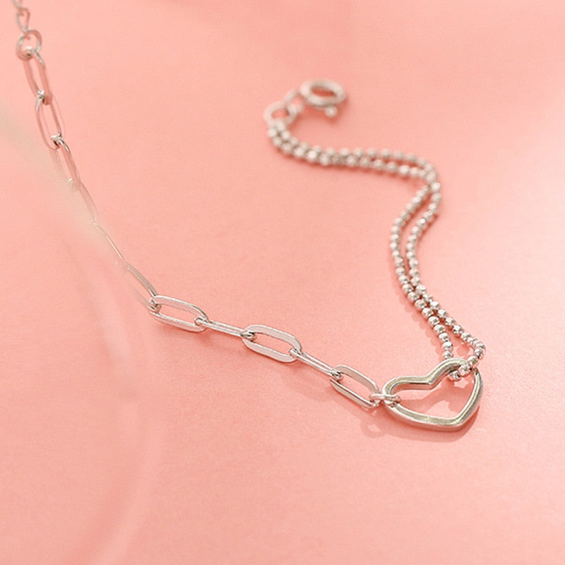 Silver Heart Chain Bracelet