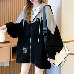 Korean Contrast Color Oversized Hoodie