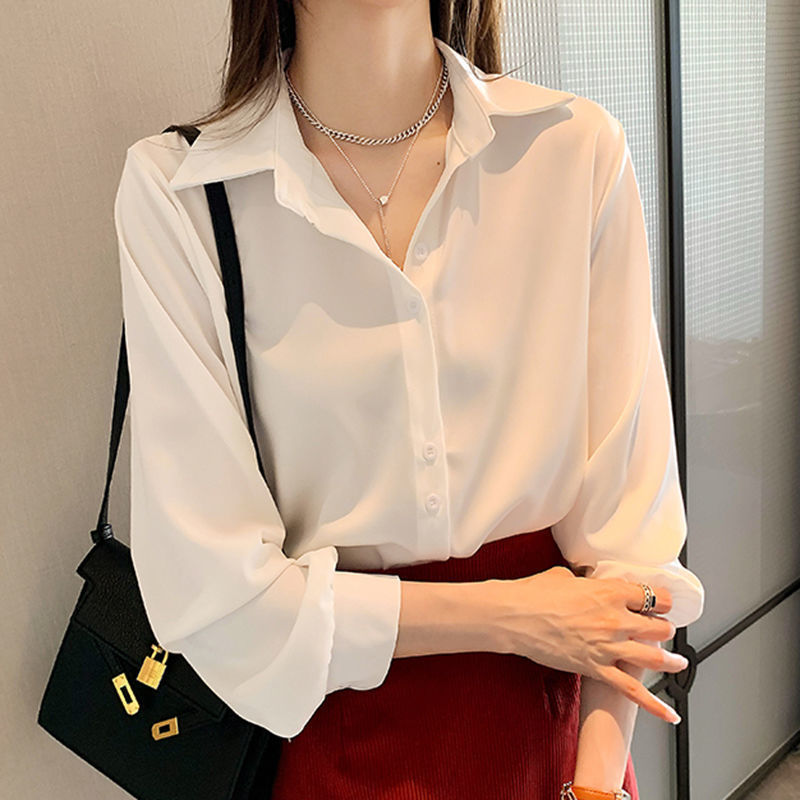 Solid Satin Chiffon Blouse