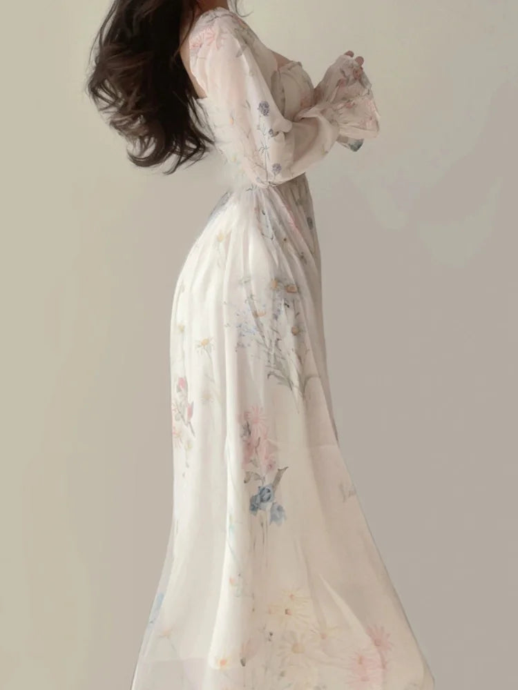 Elegant Floral Chiffon Dress