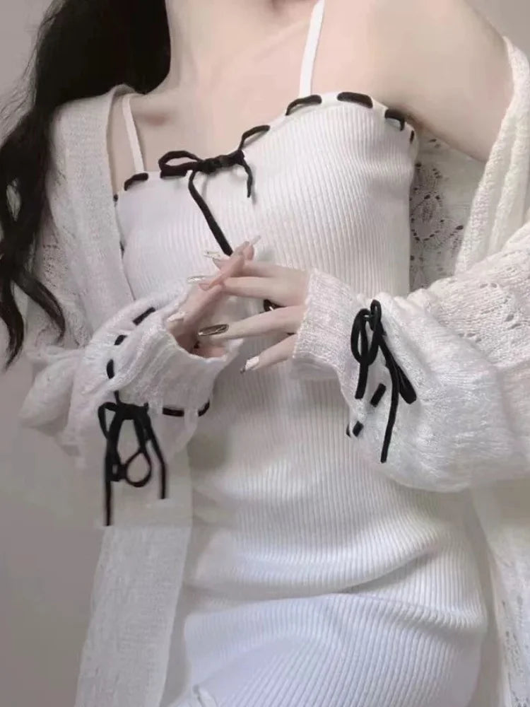 Kawaii Outfit Set - Pencil Dress & Knit Cardigan