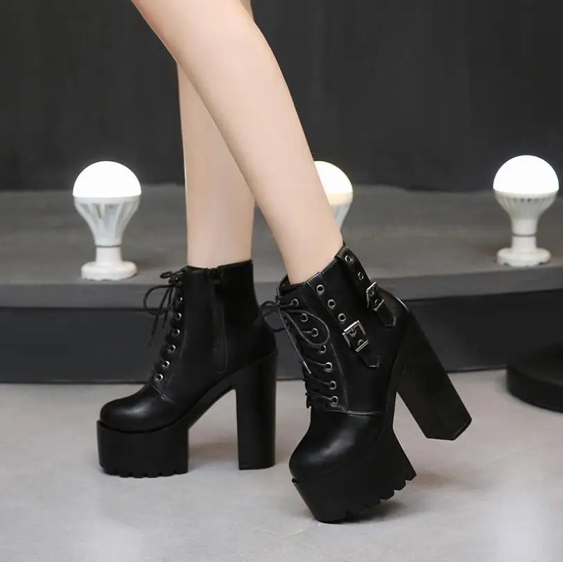 Square Heels Punk Boots