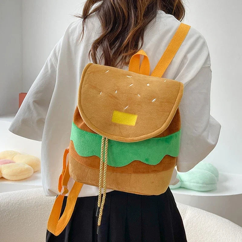 Cute Plush Burger Style Backpack